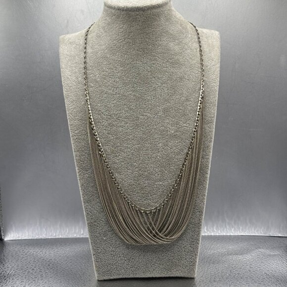 Intimate Silver-Tone Multi-Strand Draped Chain Necklace For Women Feminine - Picture 2 of 12